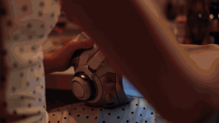 OLLIE portable audio core at an evening table