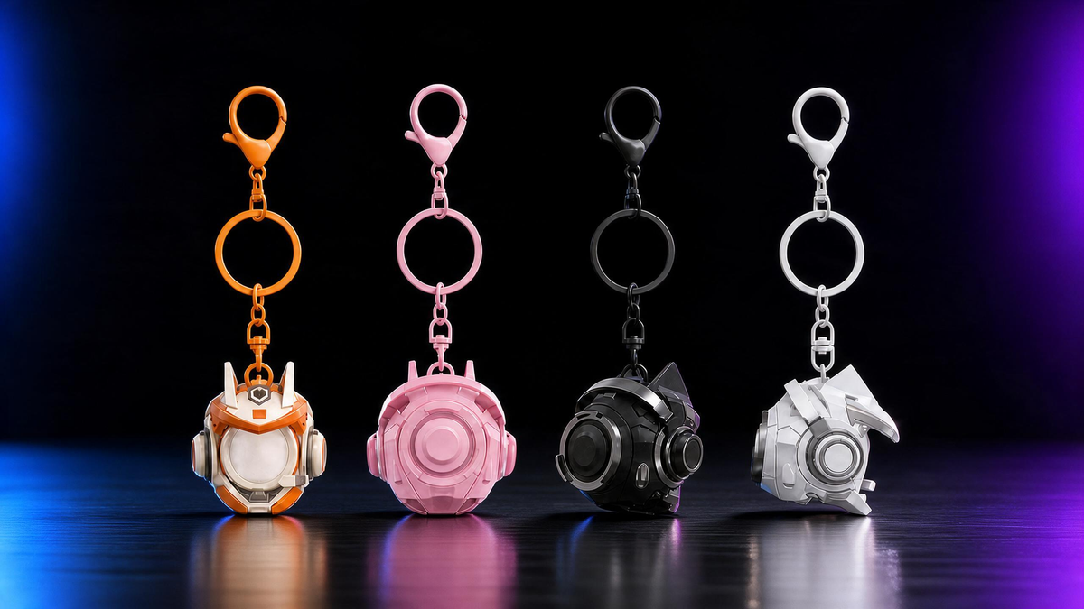 MINI OLLIE keychains in orange, pink, black and silver